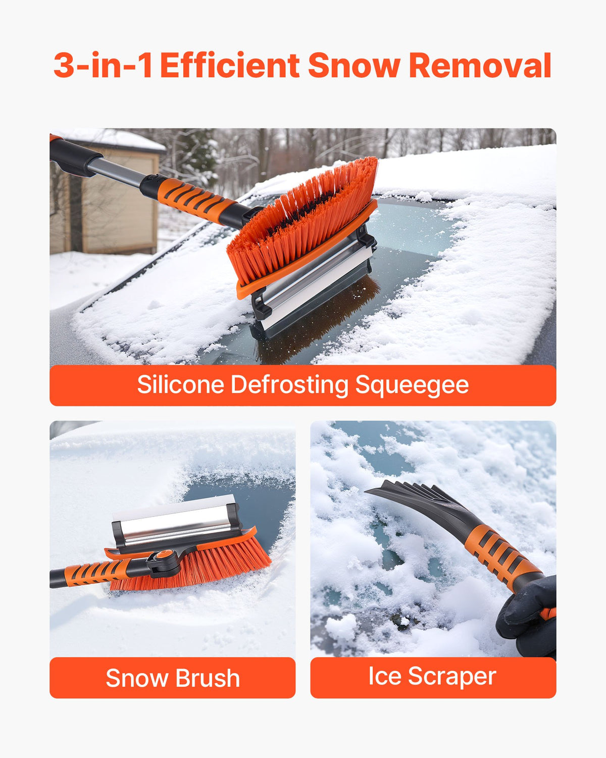 Extendable Car Snow Brush with Ice Scraper and Squeegee - image 4