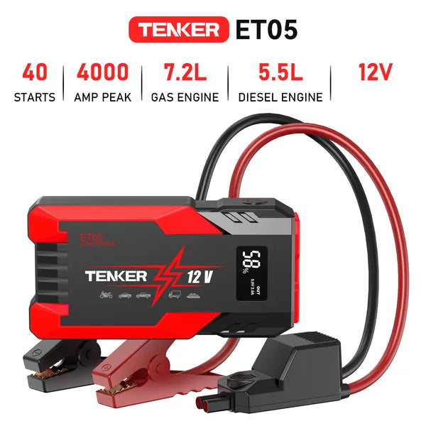 4000A Peak Car Jump Starter with LCD Display
