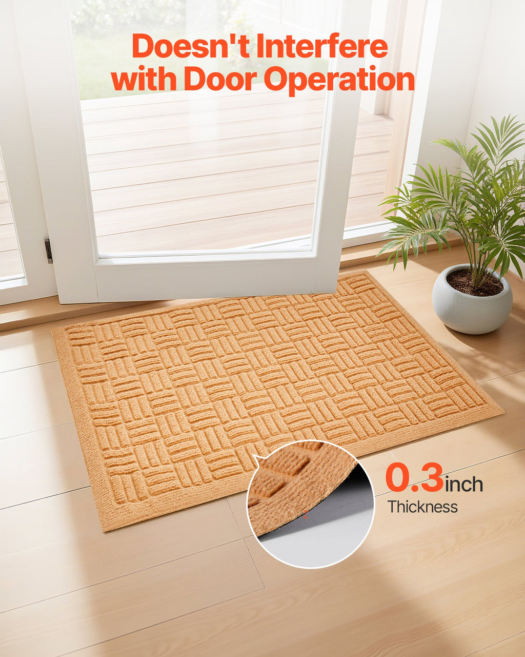 Non-Slip Front Door Mat, 29.5 x 17.7 in, Beige - image 3