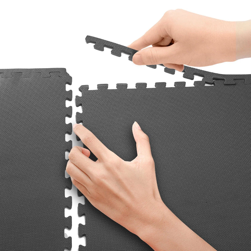 Puzzle Exercise Mat, 4 Interlocking Tiles, Grey - image 9