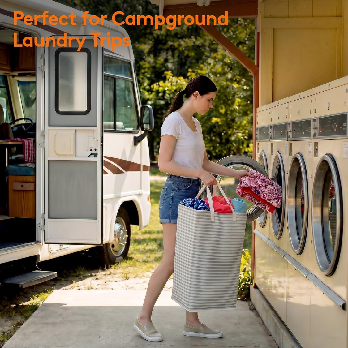 Collapsible Laundry Hamper, 80 L, 2 Pack, Grey - image 5