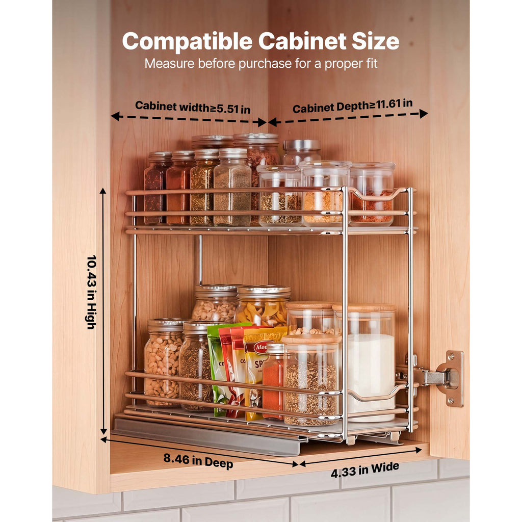 Pull-Out Spice Rack Organizer, 2 Tier, Metal - image 4