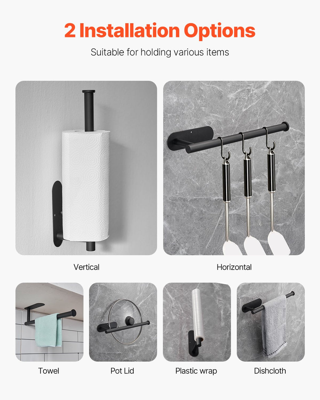 Under-Cabinet Paper Towel Holder, Black Stainless Steel - image 5