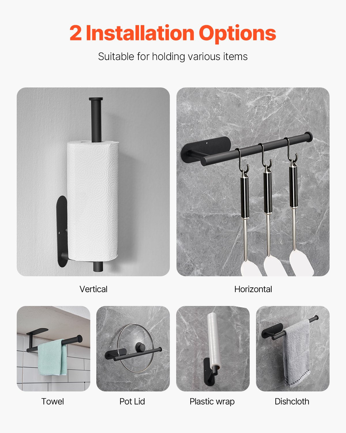 Under-Cabinet Paper Towel Holder, Black Stainless Steel - image 5