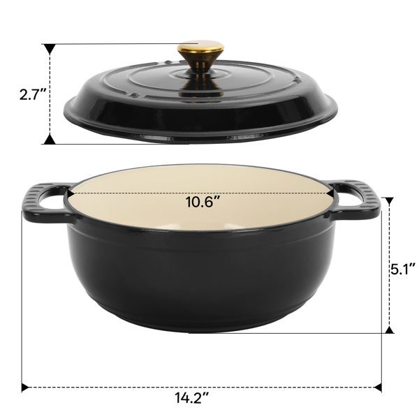Enameled Cast Iron Dutch Oven with Lid, 6 Qt, Black - image 3