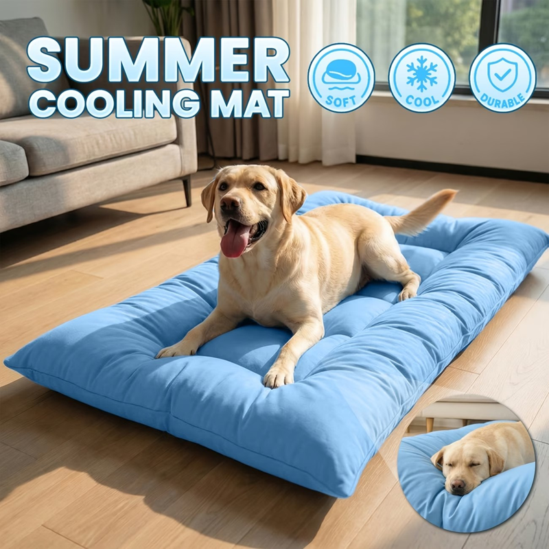 Quilted Dog Bed Mat, XXL, Blue - image 4