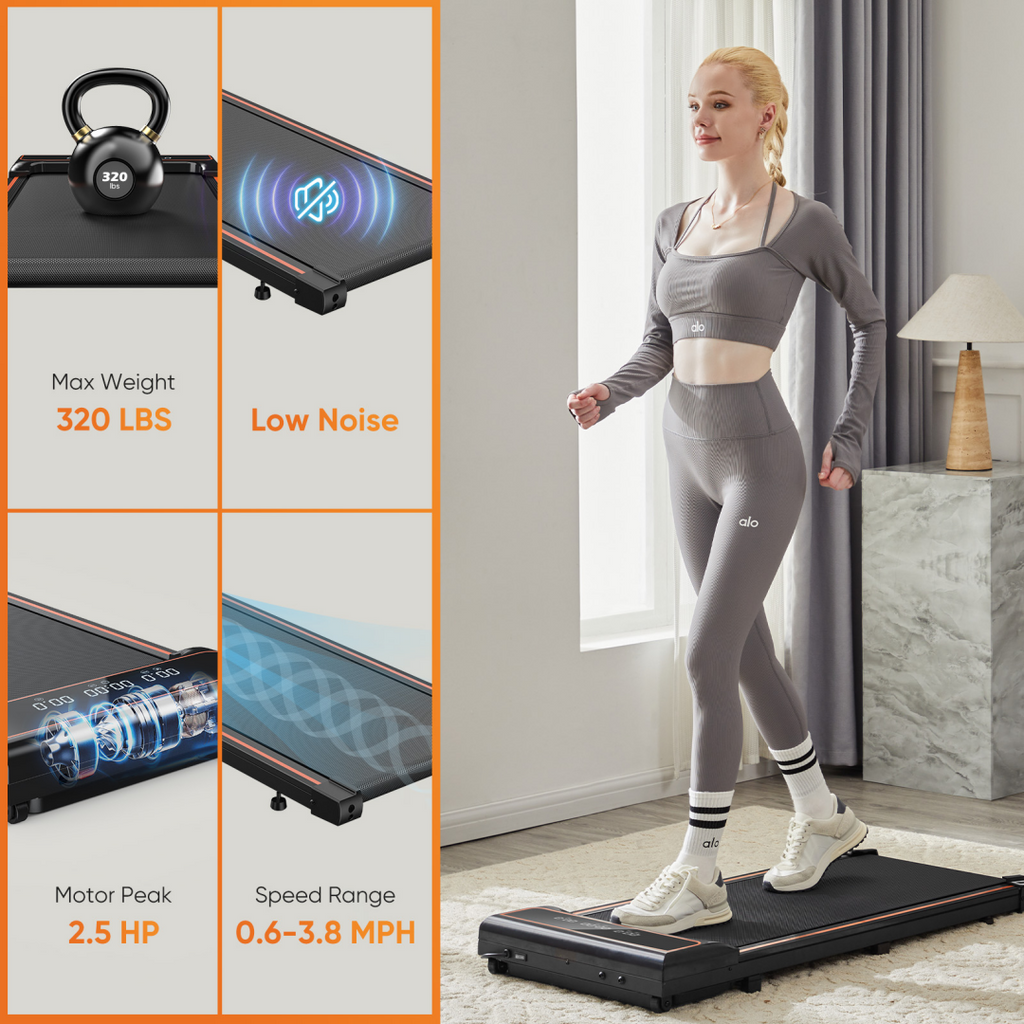Compact Walking Pad Treadmill, Black