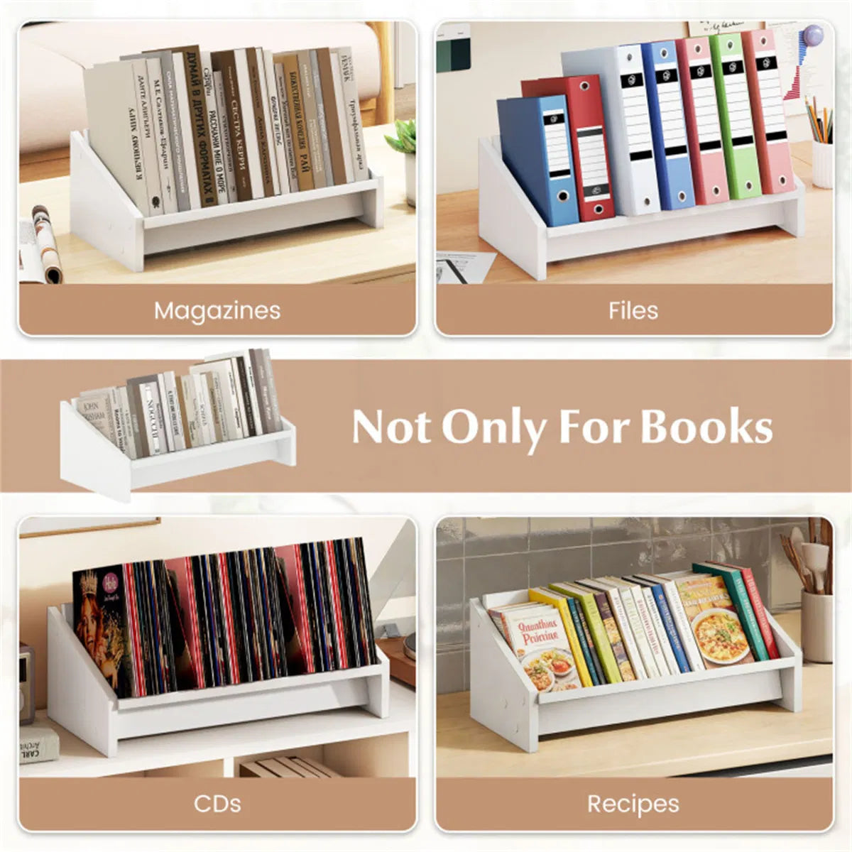 Tilted Desktop Bookshelf, White - image 3