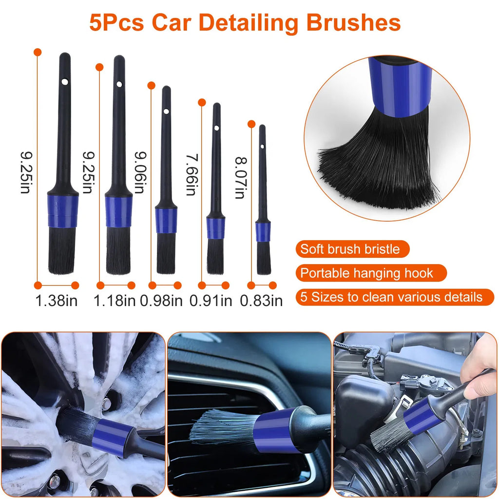 Car Detailing Brush Kit, 26 Piece, Blue
