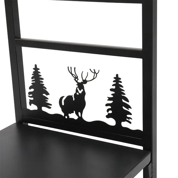 Firewood Log Holder, Deer and Tree Design, Black - image 5