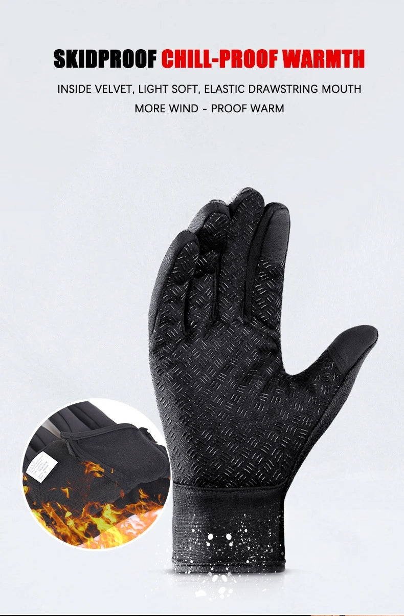 Windproof Touchscreen Fleece-Lined Gloves, Black, Size M - image 7