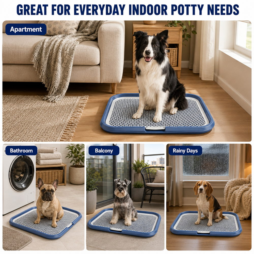 Dog Potty Training Tray with Grate, 25.6 x 19.7 in, Navy - image 4