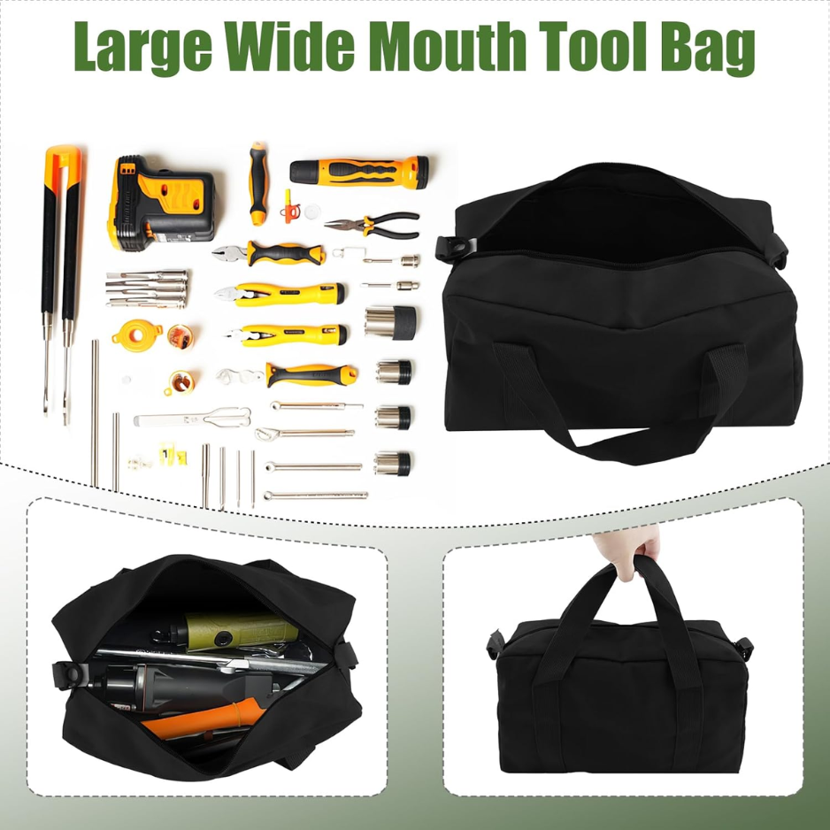 Canvas Close-Top Tool Bag, 12 in, Black - image 2
