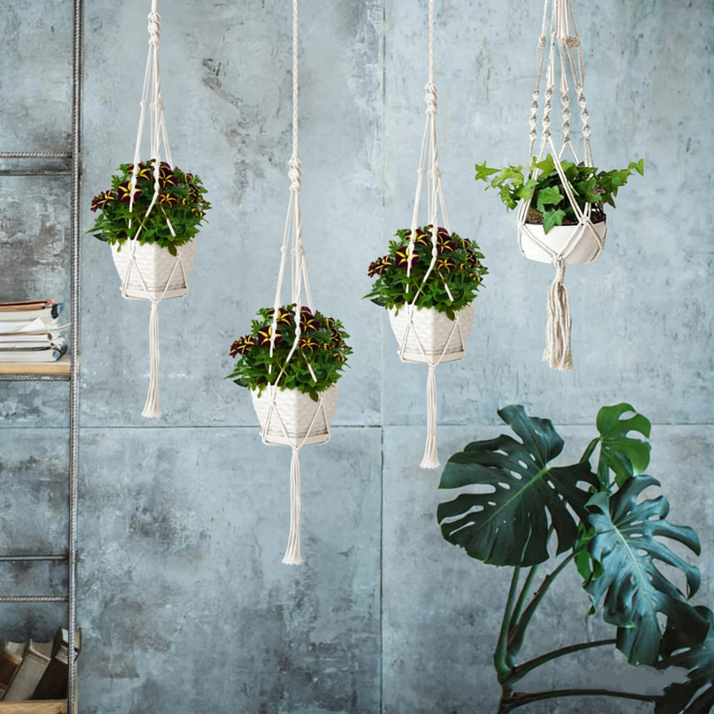 Macrame Cotton Rope Plant Hangers, 4 Pack - image 5