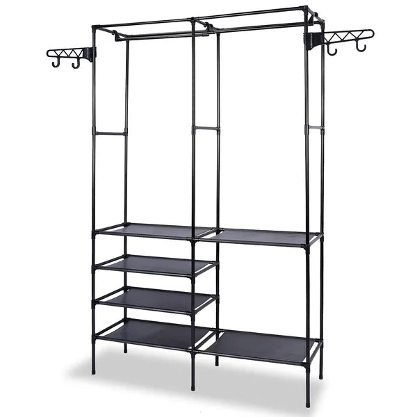 Metal Garment Rack with Shelves, Black - image 5
