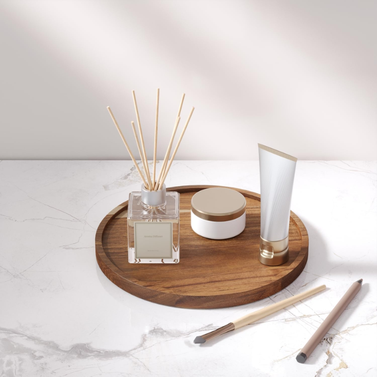 Round Acacia Wood Serving Tray - image 2