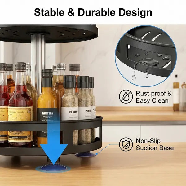 3-Tier Rotating Spice Rack, Black - image 2