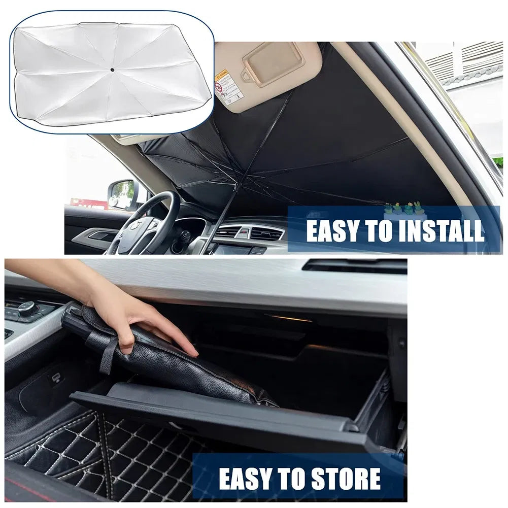 Foldable Car Windshield Sun Shade Umbrella, 57 in - image 8