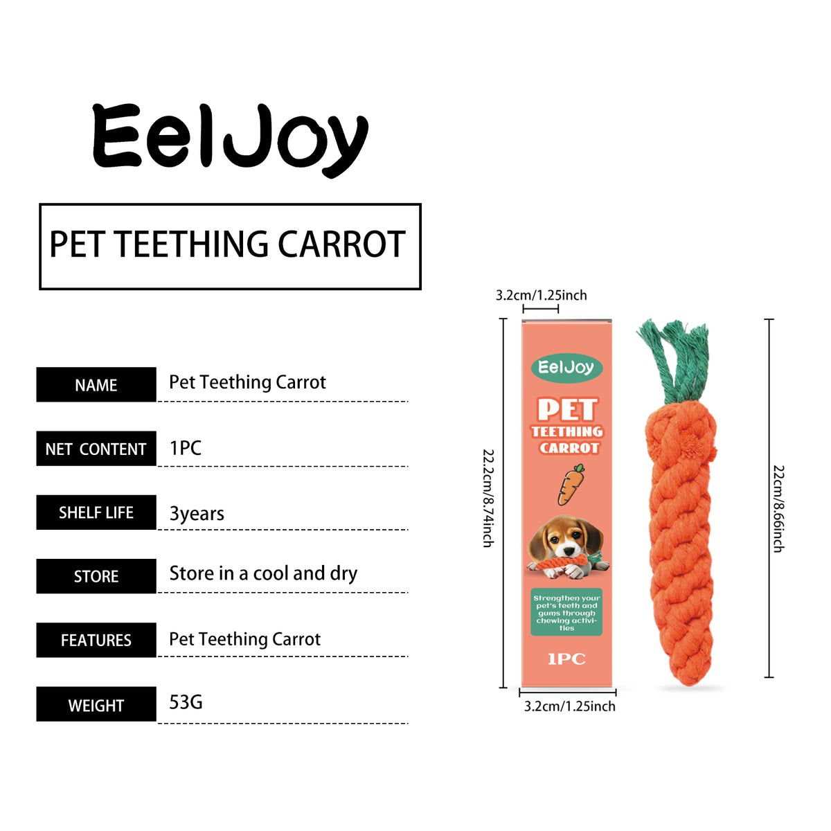 Cotton Rope Carrot Dog Chew Toy - image 7