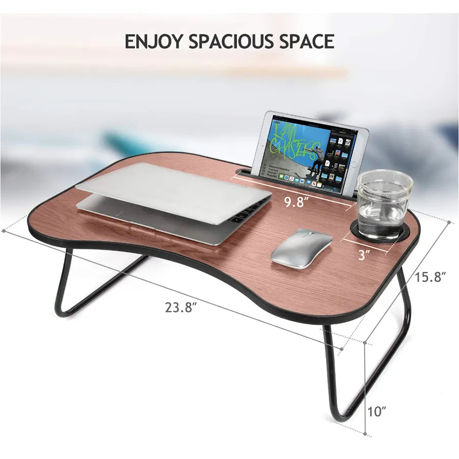 Folding Lap Desk with Cup Holder, Black Walnut