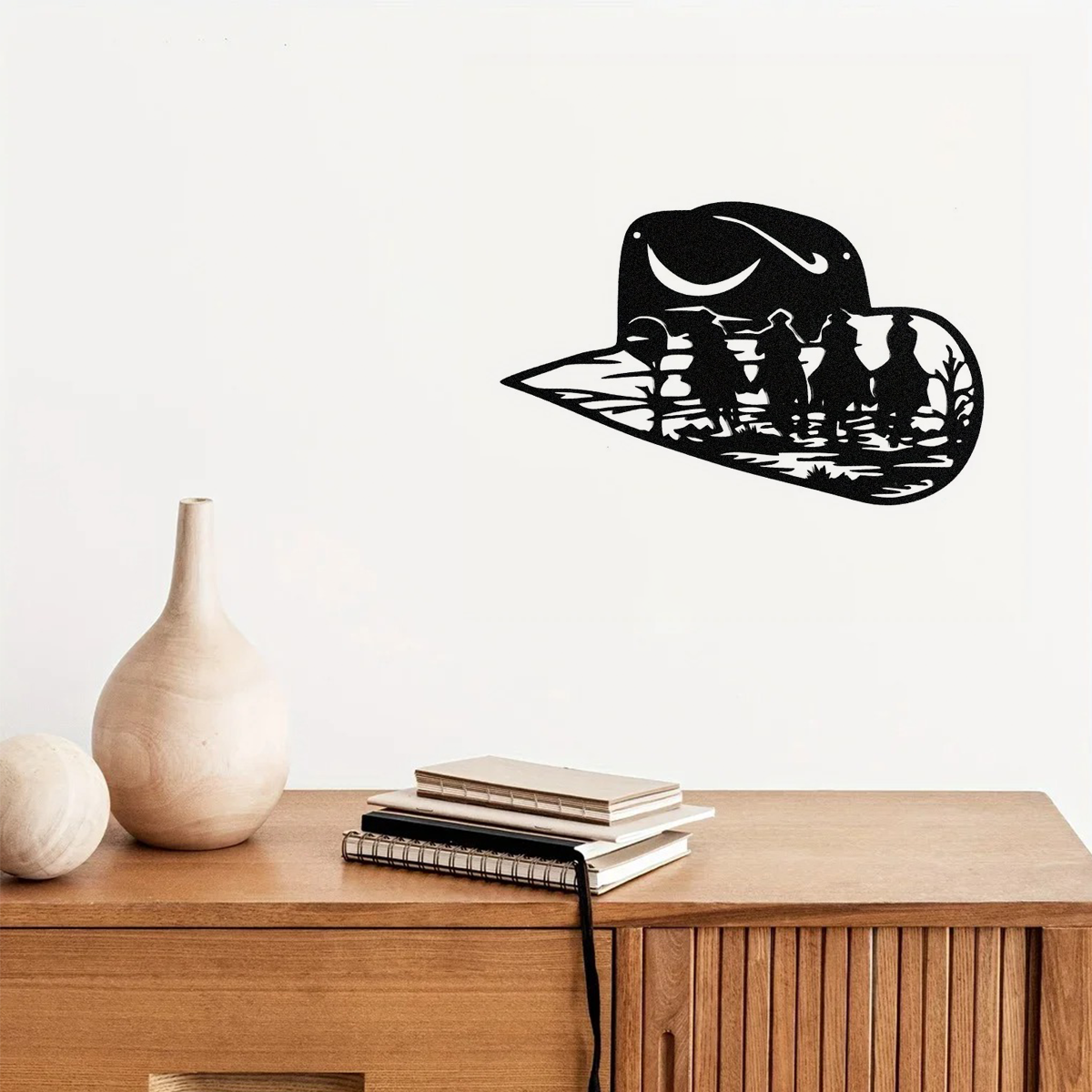 Western Cowboy Hat Metal Wall Art, Black - image 3