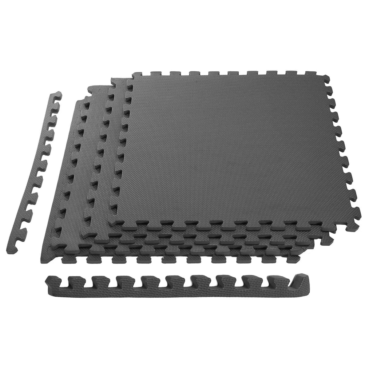 Puzzle Exercise Mat, 4 Interlocking Tiles, Grey - image 6