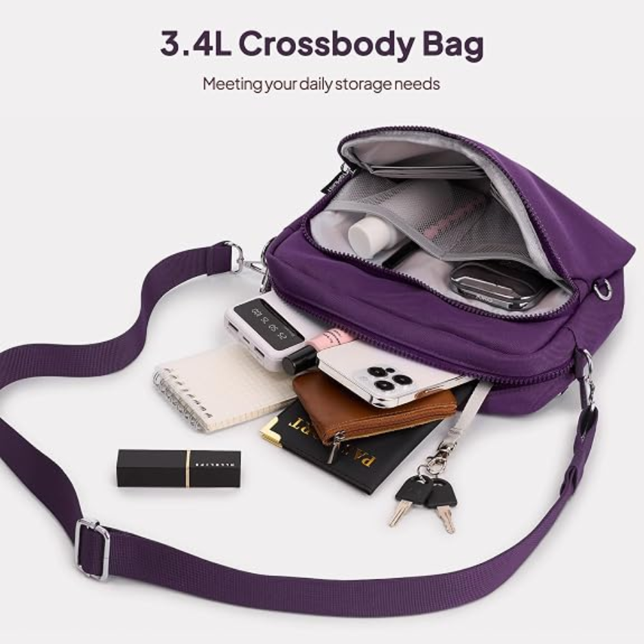 Anti-Theft Crossbody Travel Bag, Purple - image 5