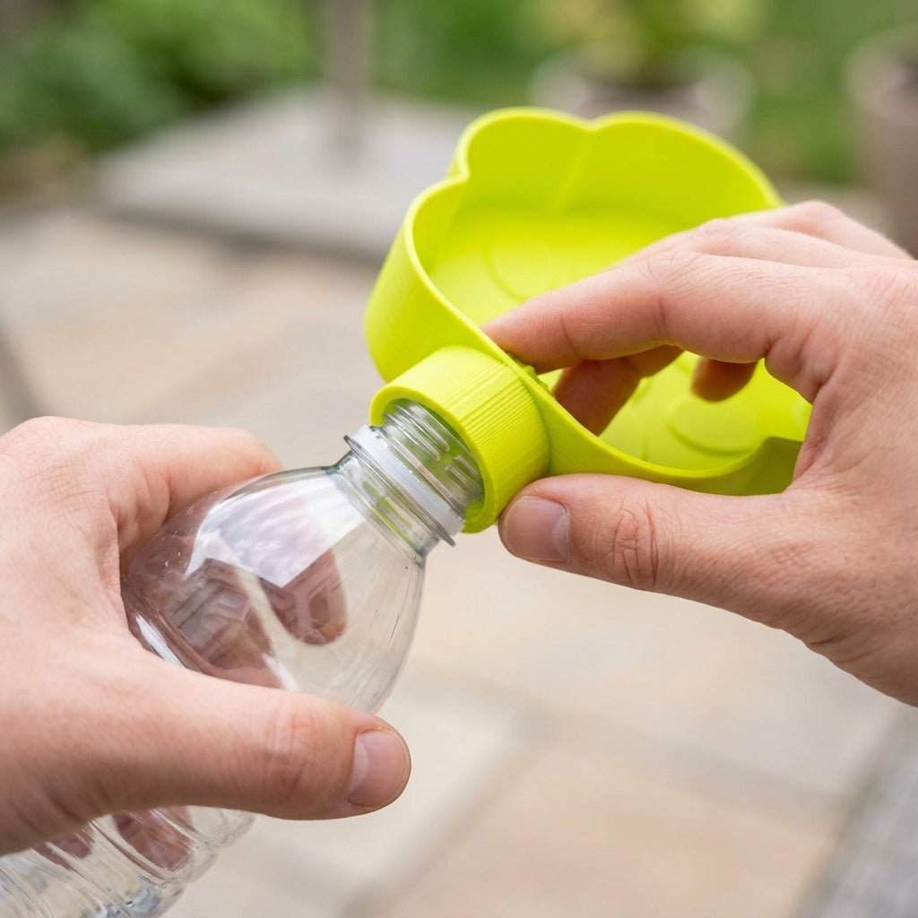 Paw-Shape Travel Bowl Attachment for Water Bottles, Yellow