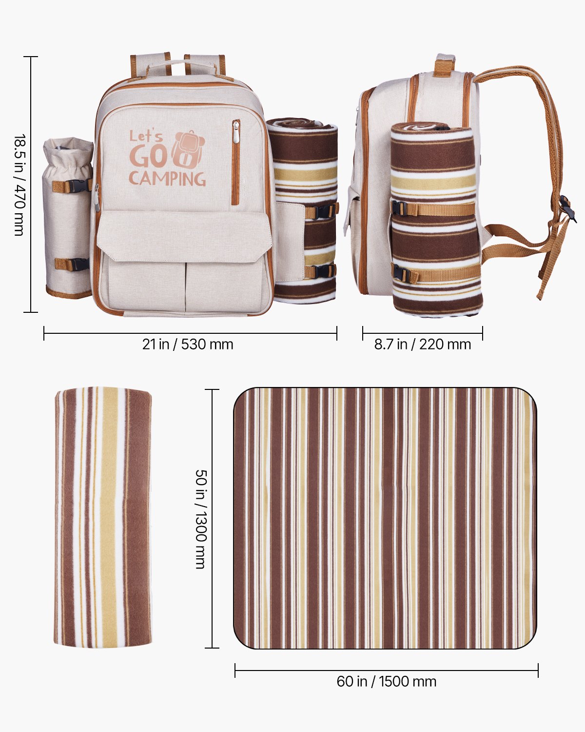 4-Person Picnic Backpack with Insulated Cooler - image 8