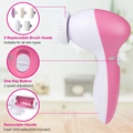 Facial Cleansing Spin Brush with 5 Heads, Pink