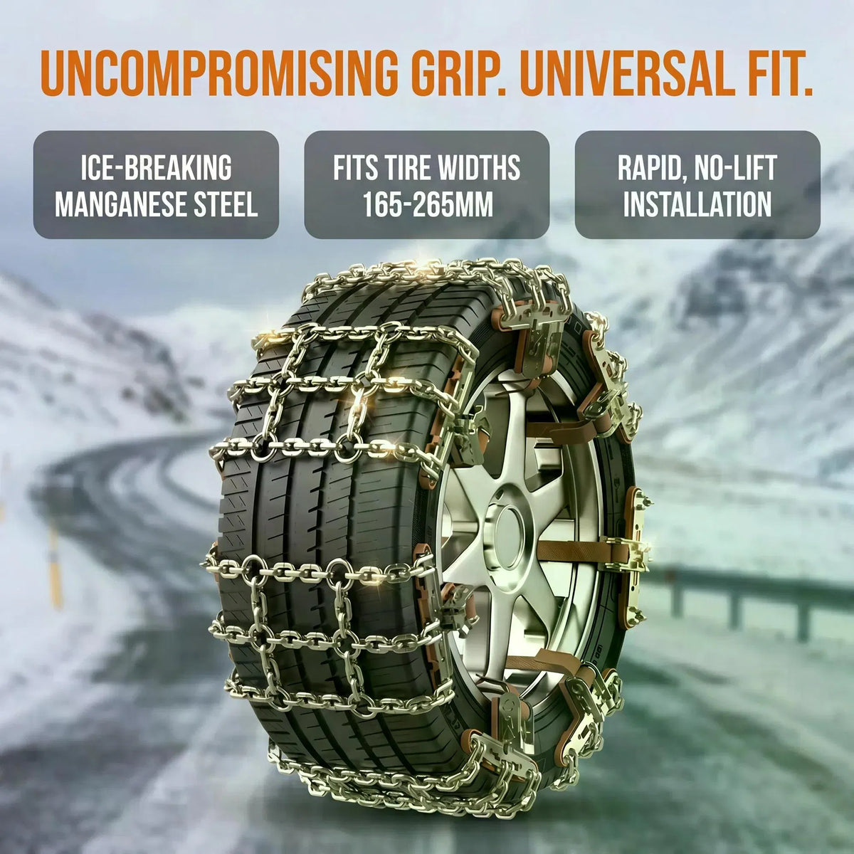 Car Snow Traction Chains, 4 Pack, Tire Width 165-265 mm - image 3