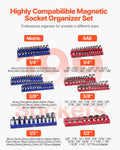 Magnetic Socket Organizer Set, 8 Pieces, SAE and Metric