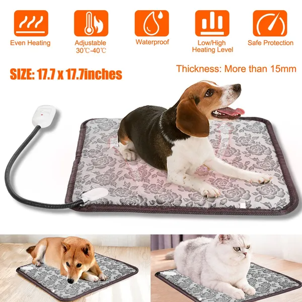 Pet Heating Pad, 17.7 Inch, Gray - image 2