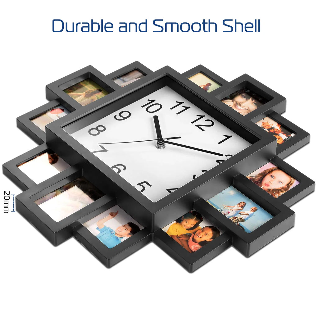 Photo Collage Wall Clock, 12 Frames, Black - image 10