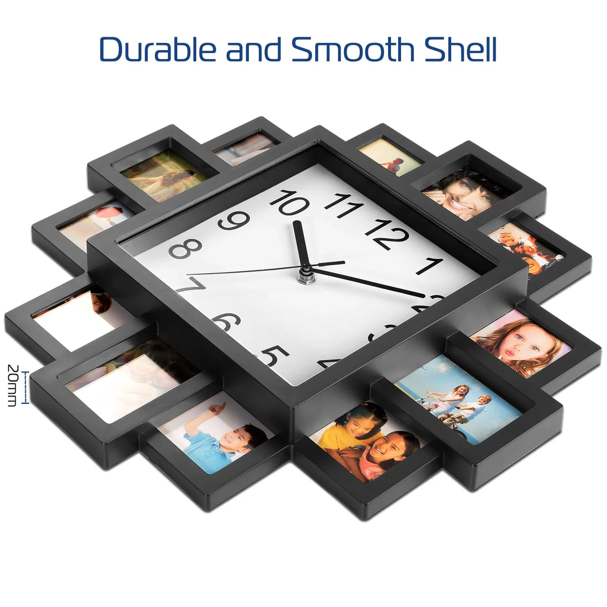 Photo Collage Wall Clock, 12 Frames, Black - image 10