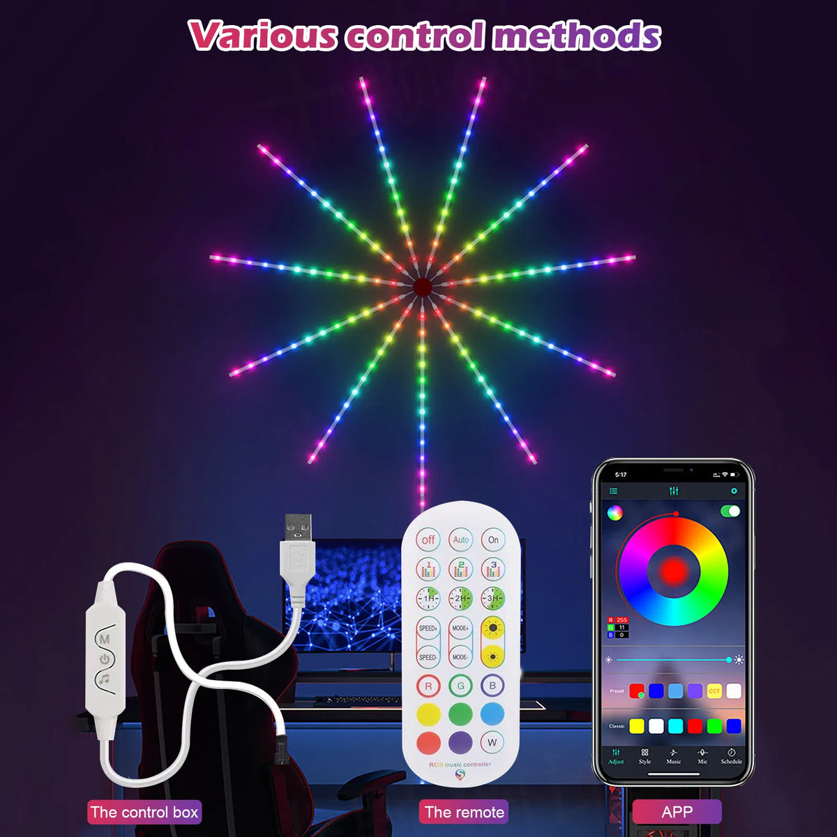 LED Firework Lights with Music Sync - image 8
