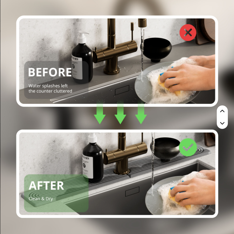 Diatomite Sink Faucet Mat, Quick-Dry, Light Grey - image 5
