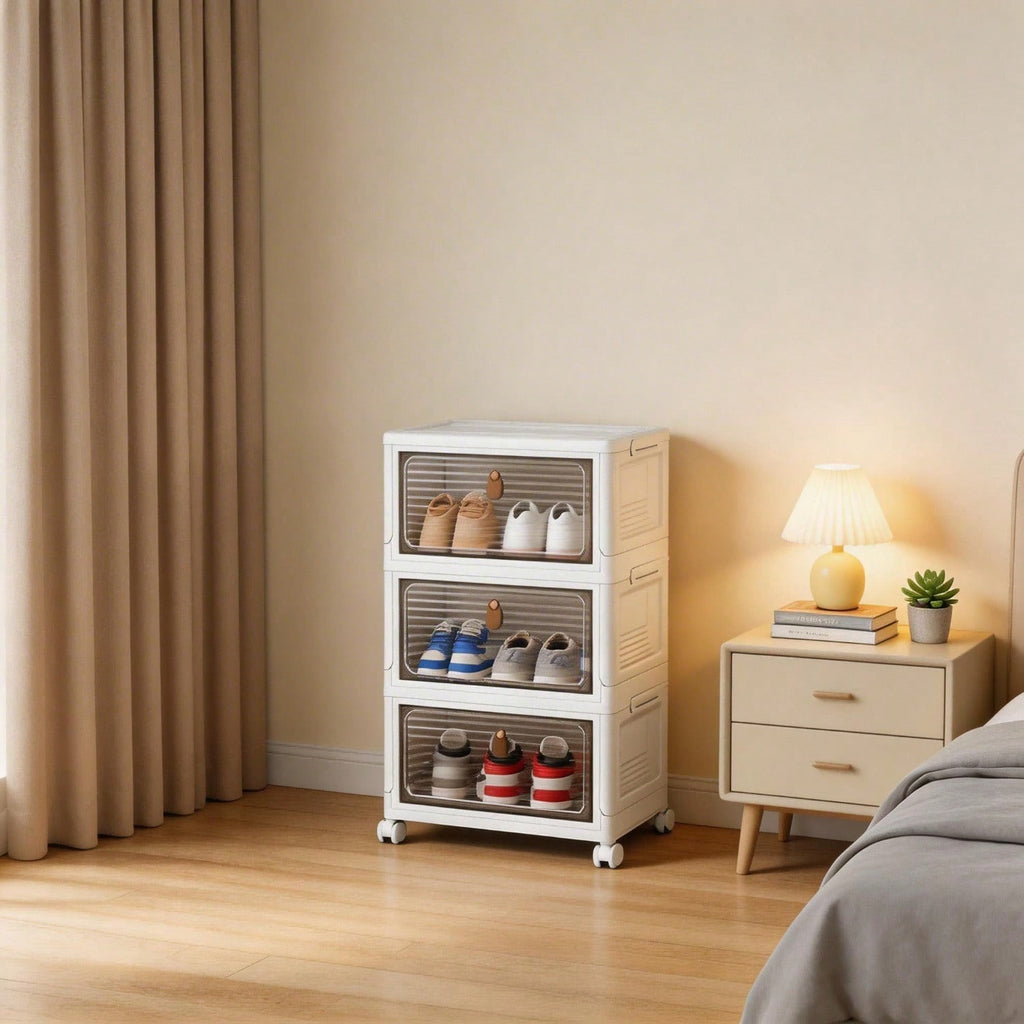 Clear Stackable Shoe Storage Cabinet, 3 Tier - image 5