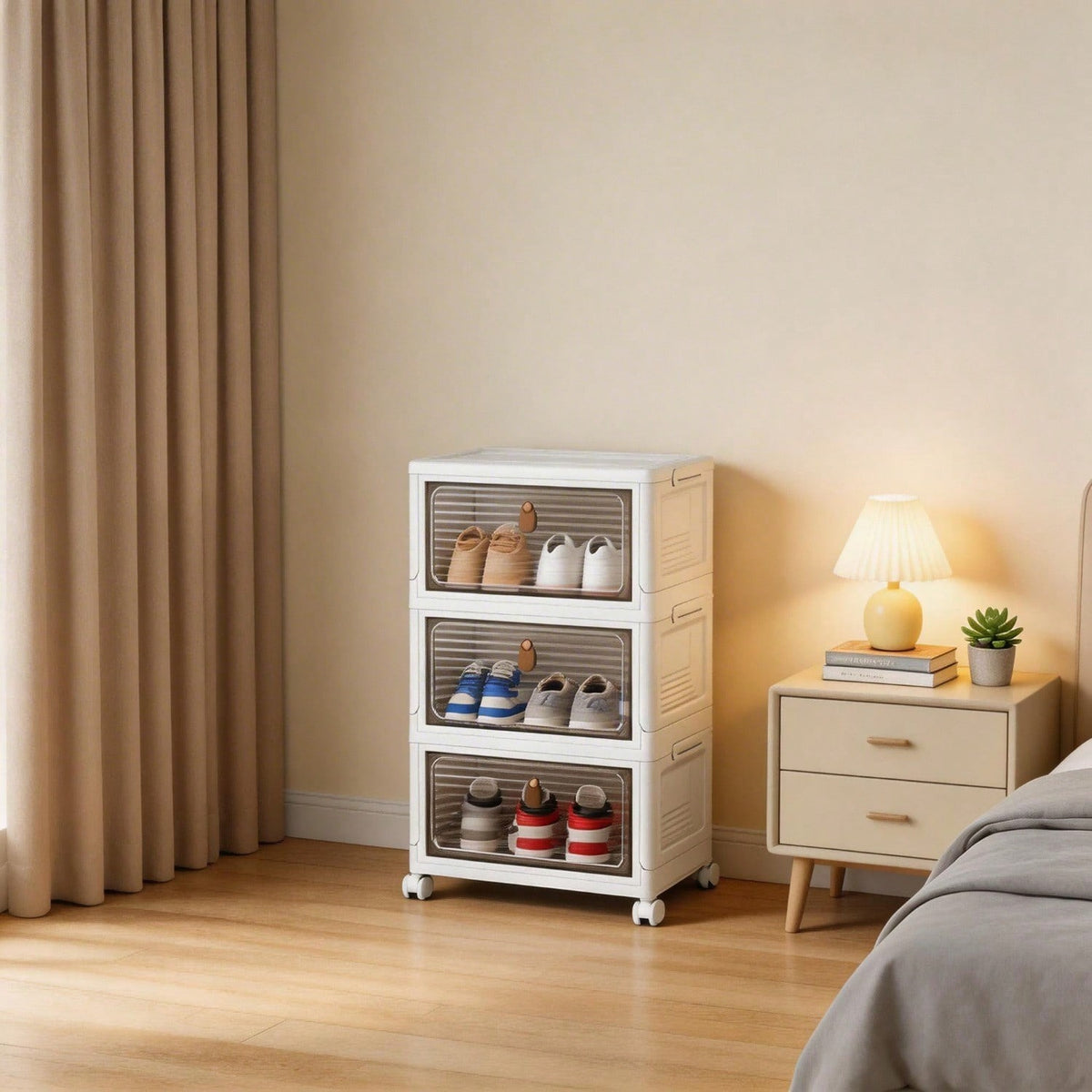 Clear Stackable Shoe Storage Cabinet, 3 Tier - image 5