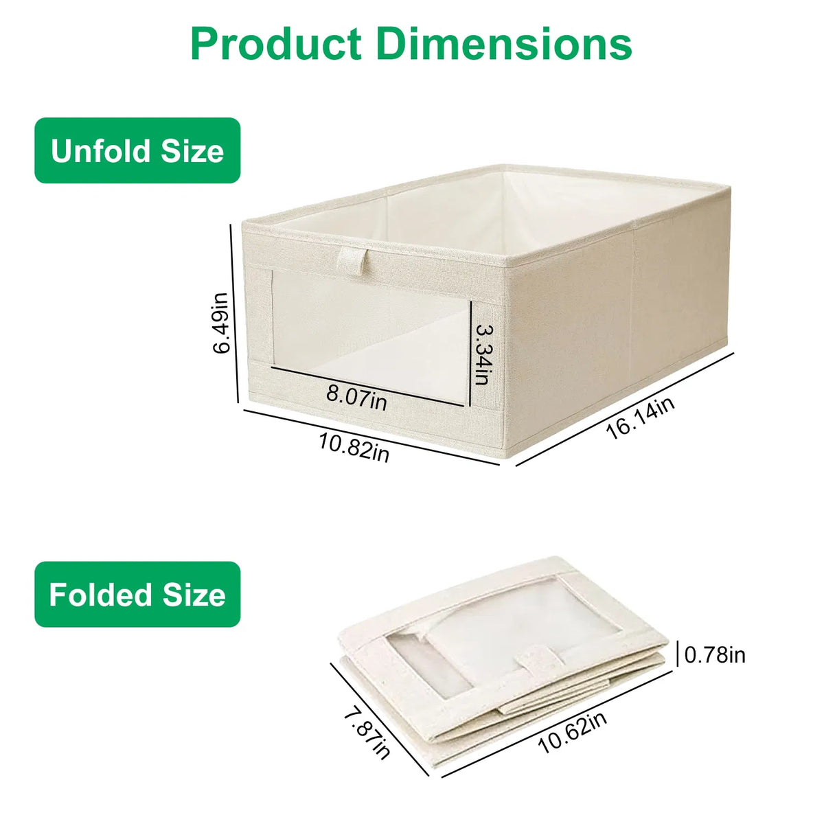 Foldable Closet Storage Bins with Window, 4 Pack, Beige - image 6