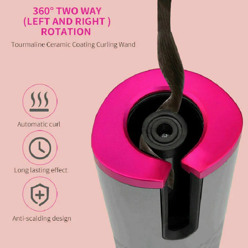 Cordless Auto-Rotating Hair Curler, Black - image 4