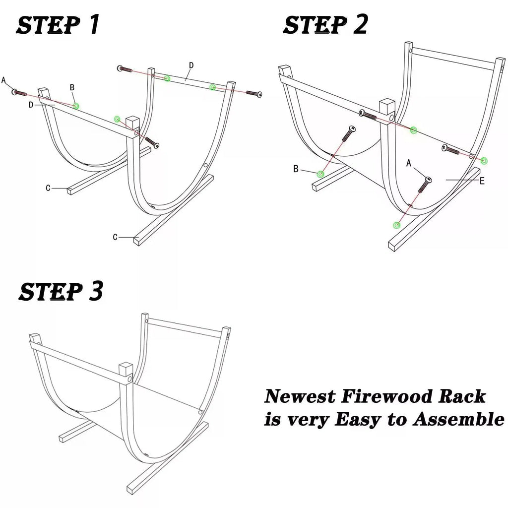 Firewood Log Rack, U-Shape, Holds 150 lb - image 2