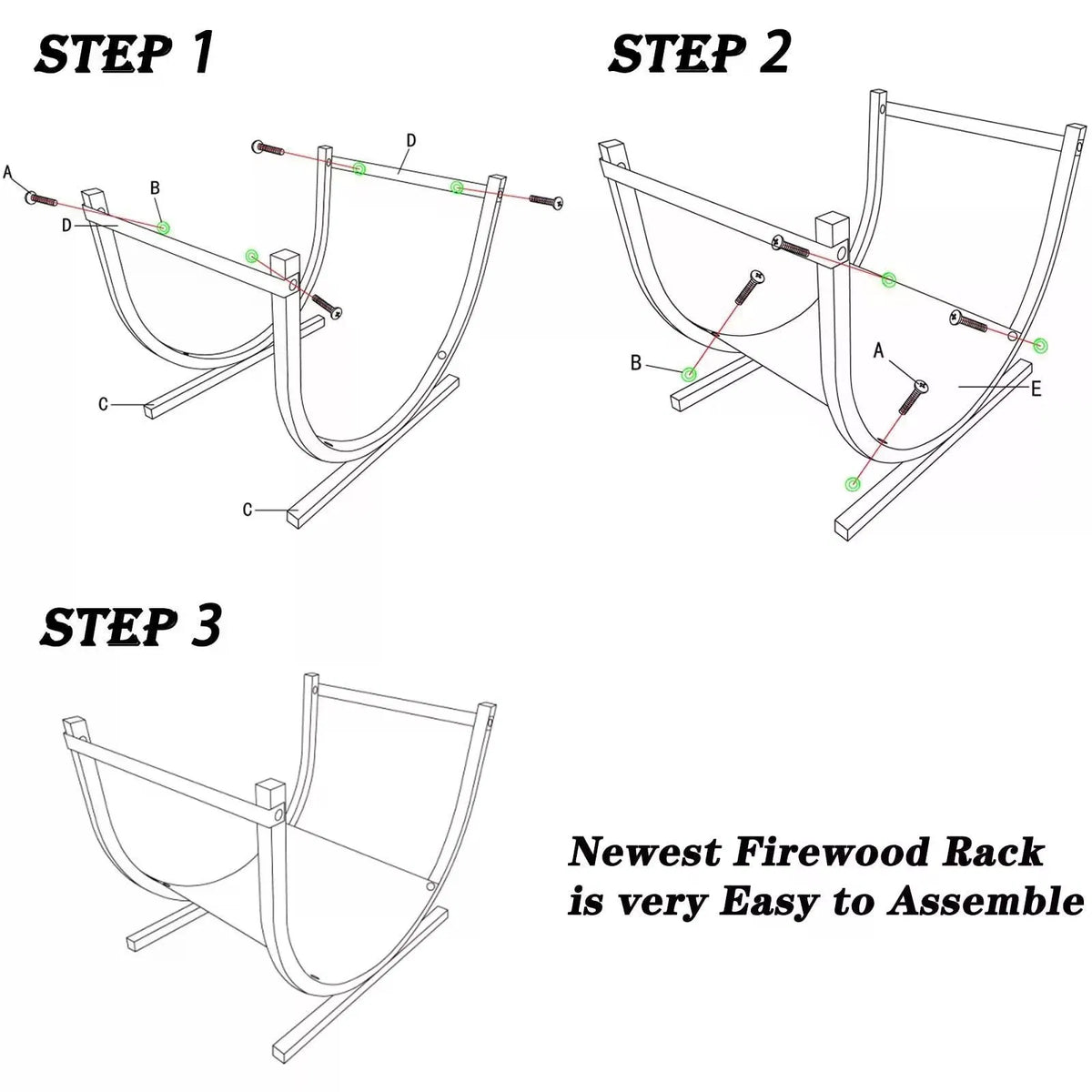 Firewood Log Rack, U-Shape, Holds 150 lb - image 2