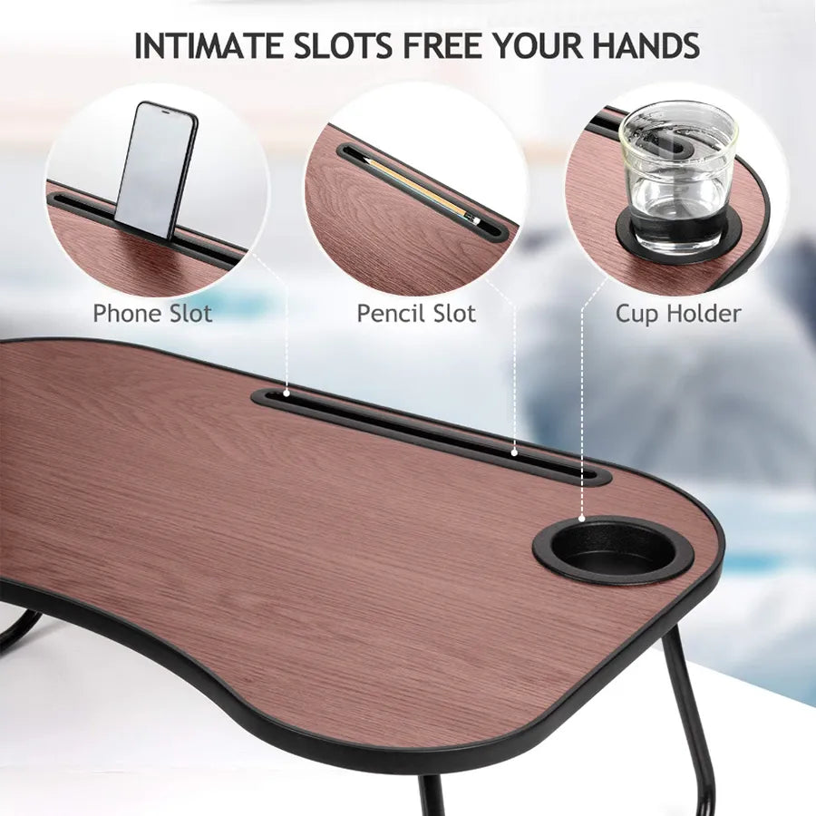 Folding Lap Desk with Cup Holder, Black Walnut - image 4