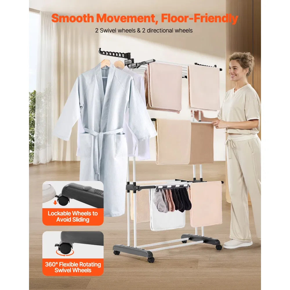 4-Tier Clothes Drying Rack with Wheels