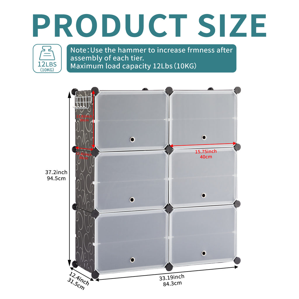 8-Tier Stackable Shoe Storage Cabinet with Doors, Black