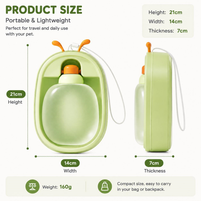 Portable Pet Water Bottle, Green - image 2