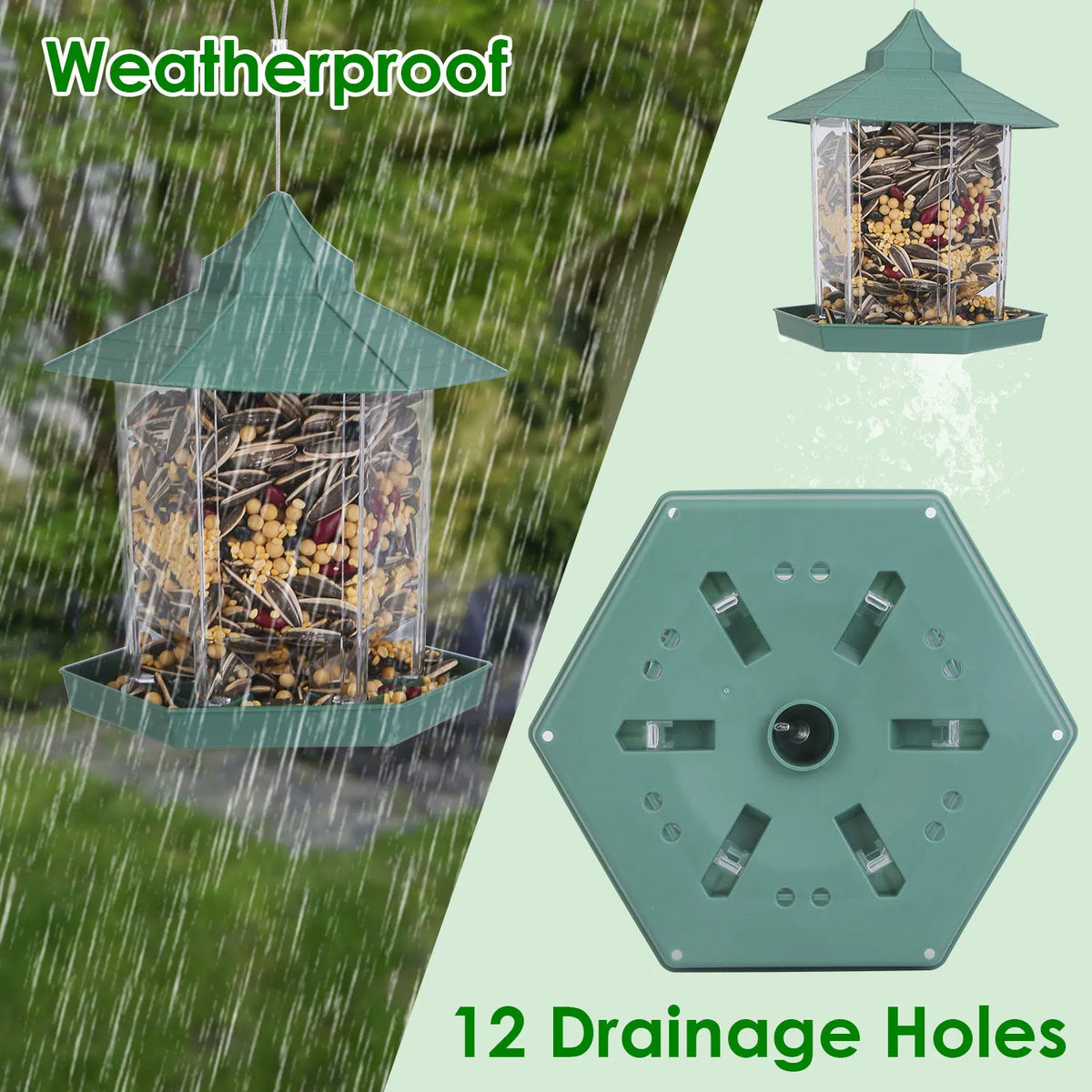 Hanging Gazebo Wild Bird Feeder, 6 Ports - image 5