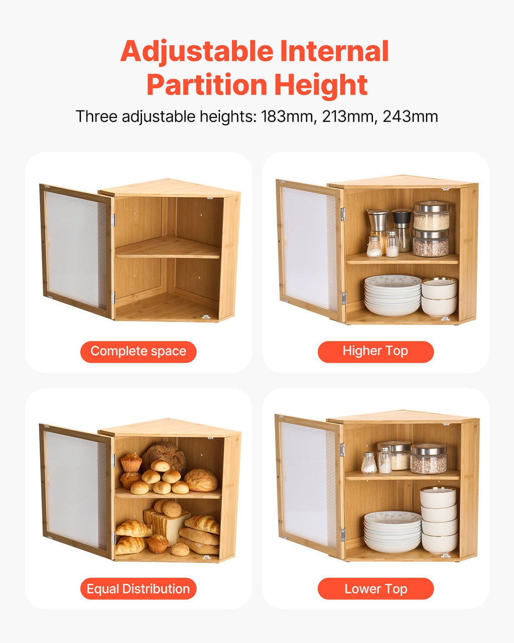 Corner Bread Box, Double Layer Bamboo - image 2
