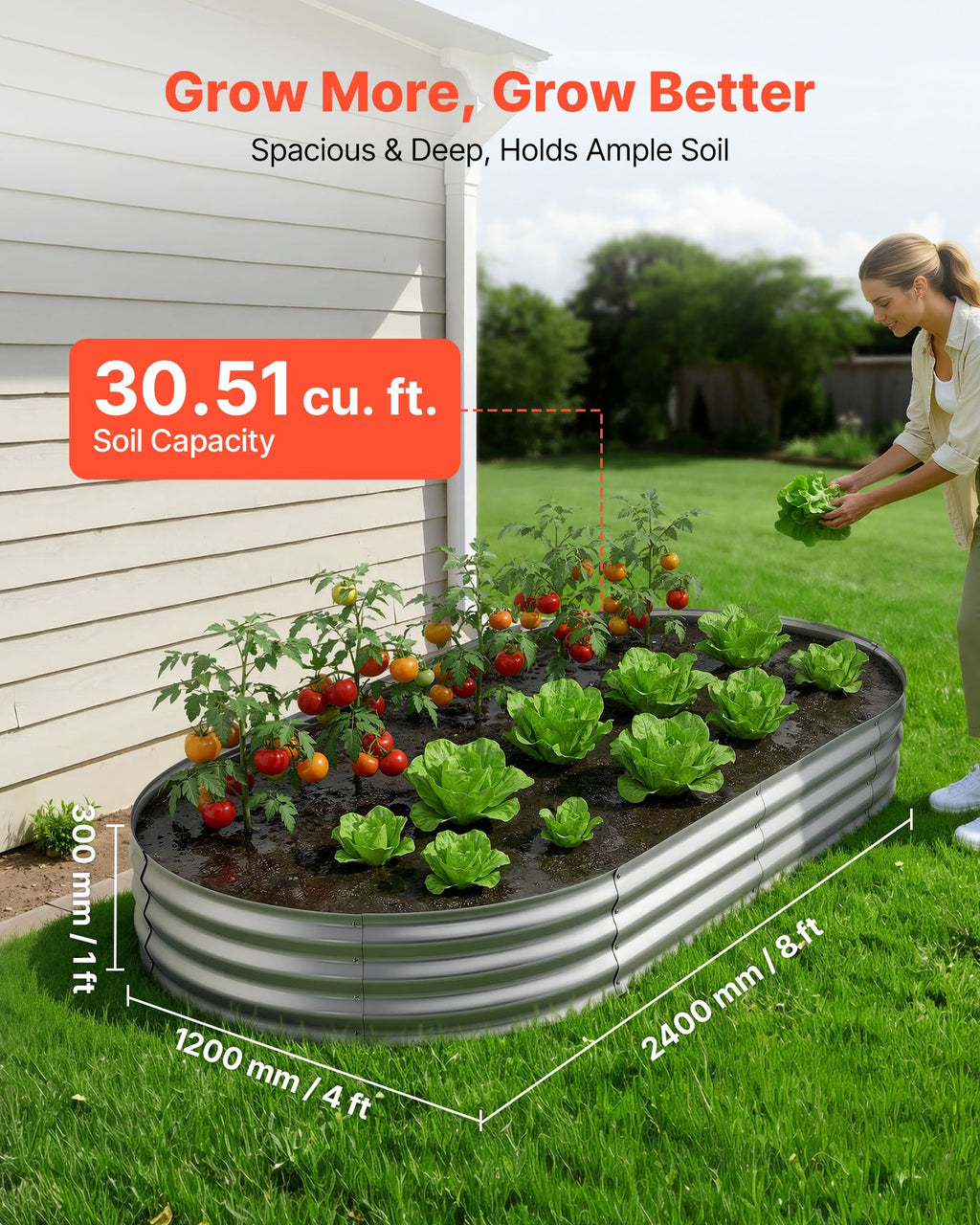 Galvanized Oval Raised Garden Bed, 8 x 4 x 1 ft - image 4